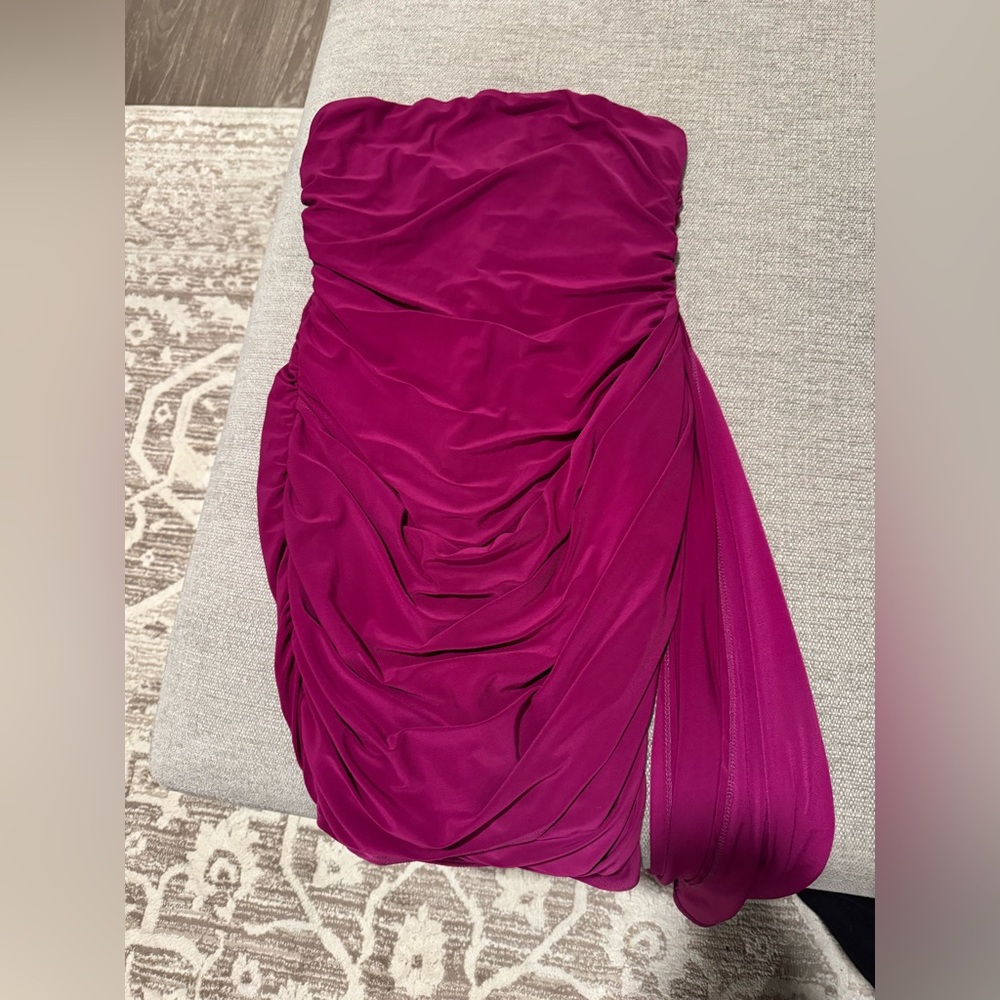 Wine Camilla Strapless Drapped Bodycon Mini Dress